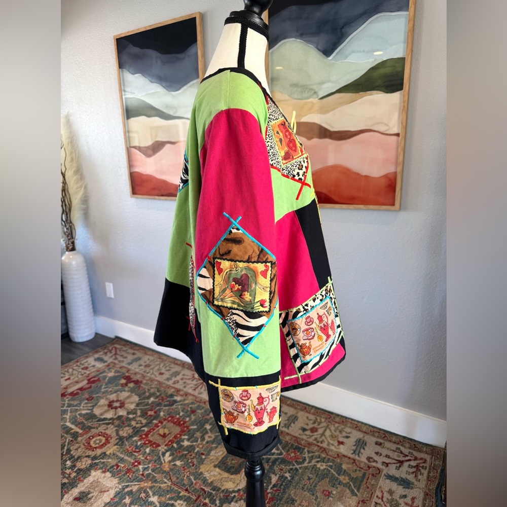 Allure Colorful Patchwork Button-Up Jacket - image 2